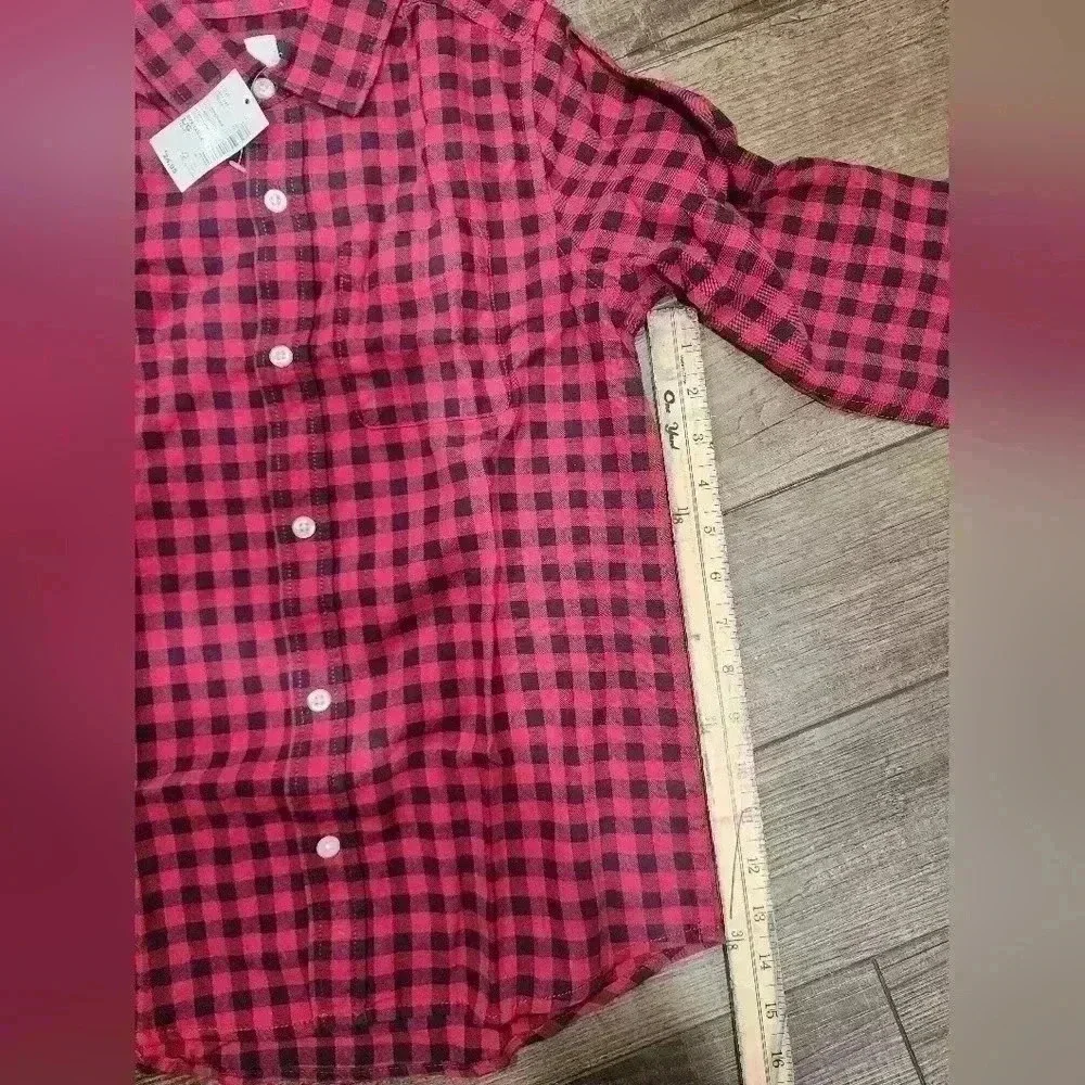 The Children's Place Plaid Button Up Shirt Boys Size Large 10-12 Red Black